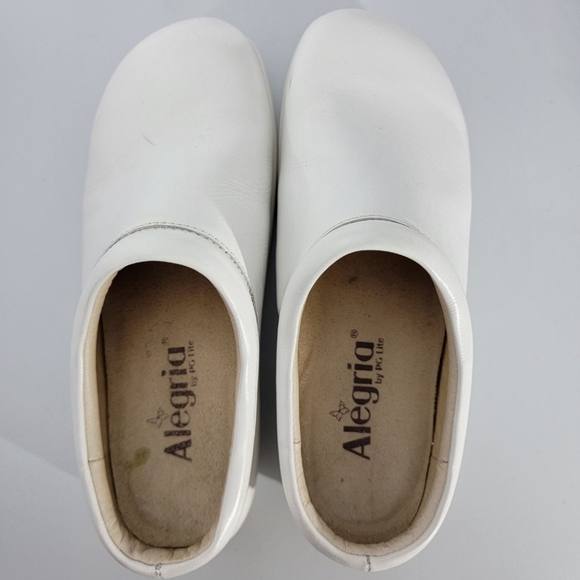 Alegria Slip On Comfort Shoe White Leather 36 Removable Insole Nursing Medical - Picture 9 of 12